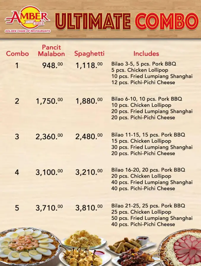 Amber Philippines Menu