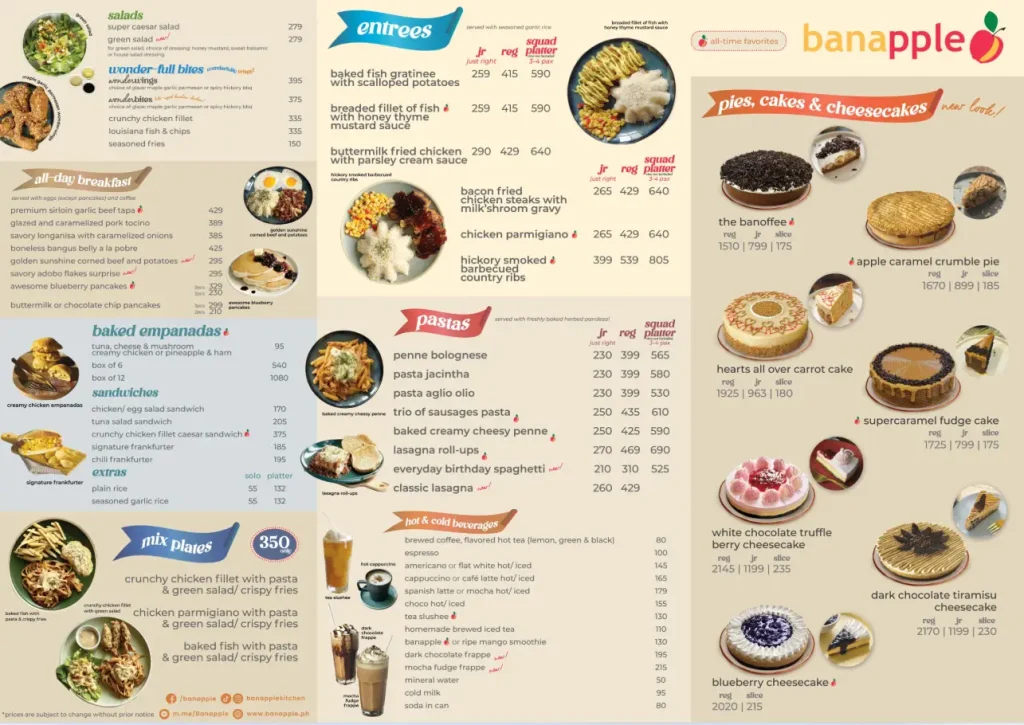 Banapple Philippines Menu