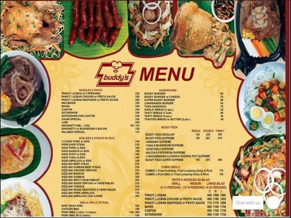 Buddy’s Philippines Menu