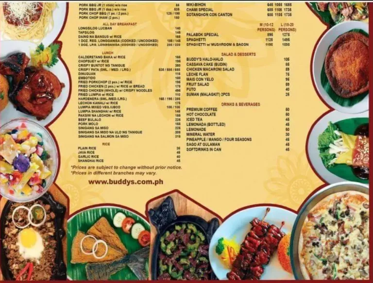 Buddy’s Menu