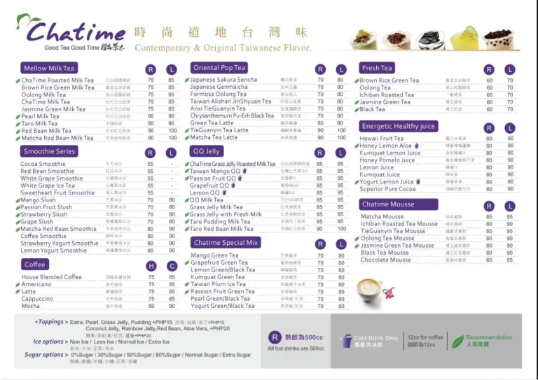 Chatime Menu