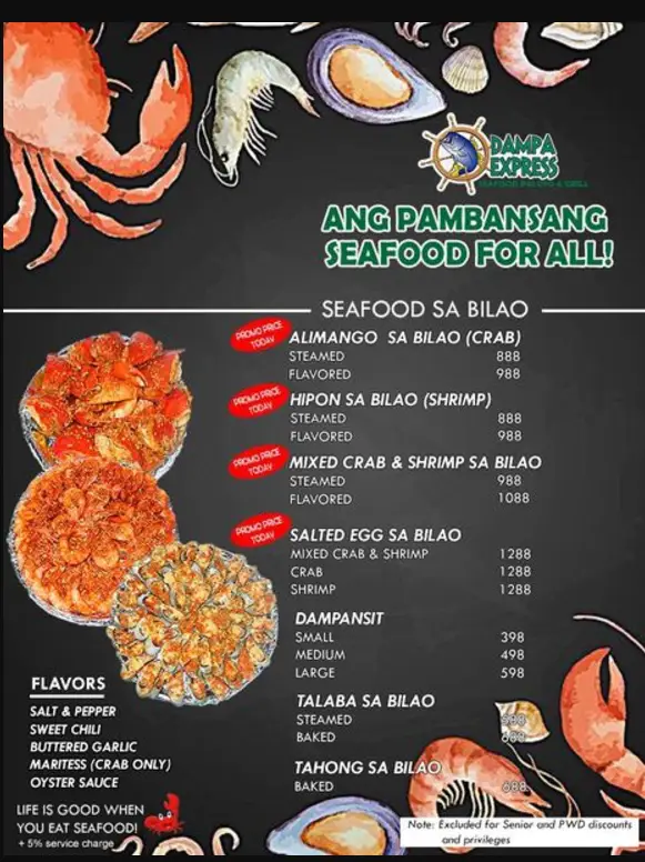 Dampa Express Menu Philippines