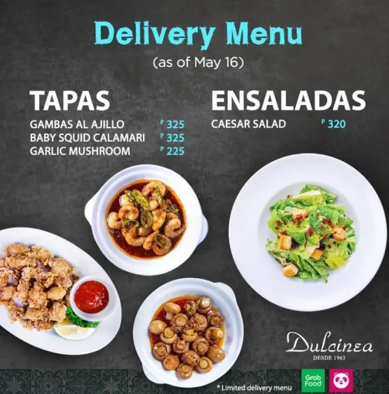 Dulcinea Menu Philippines