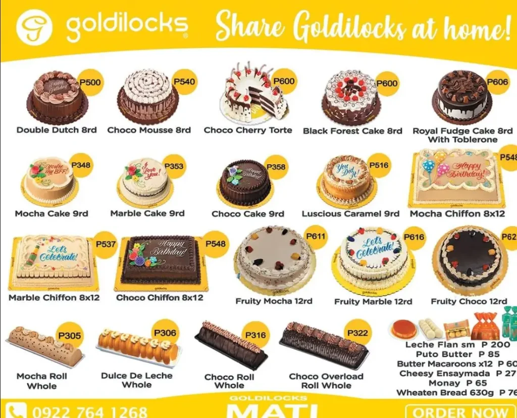 Goldilocks Philippines Menu