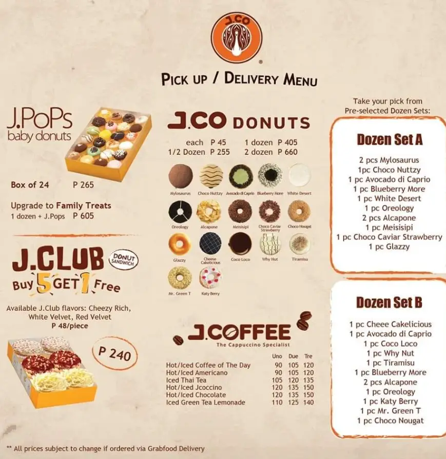 JCO Philippines Menu