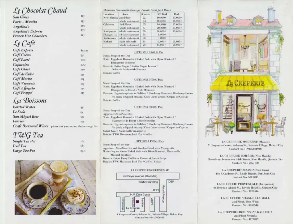 La Creperie Menu Philippines