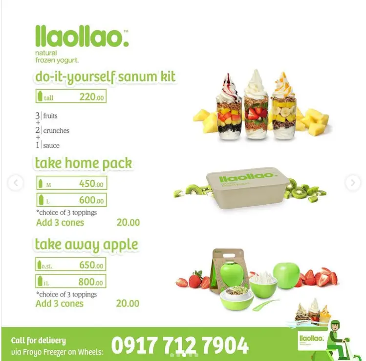 Llaollao Menu