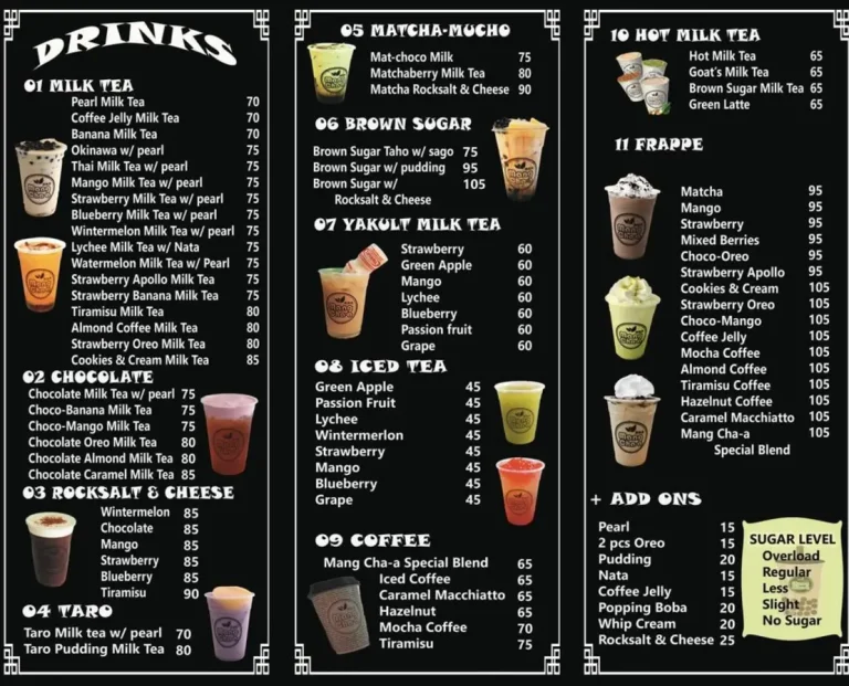 Mang Chaa Menu