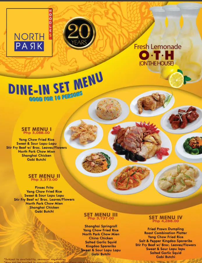 North Park Menu Philippines