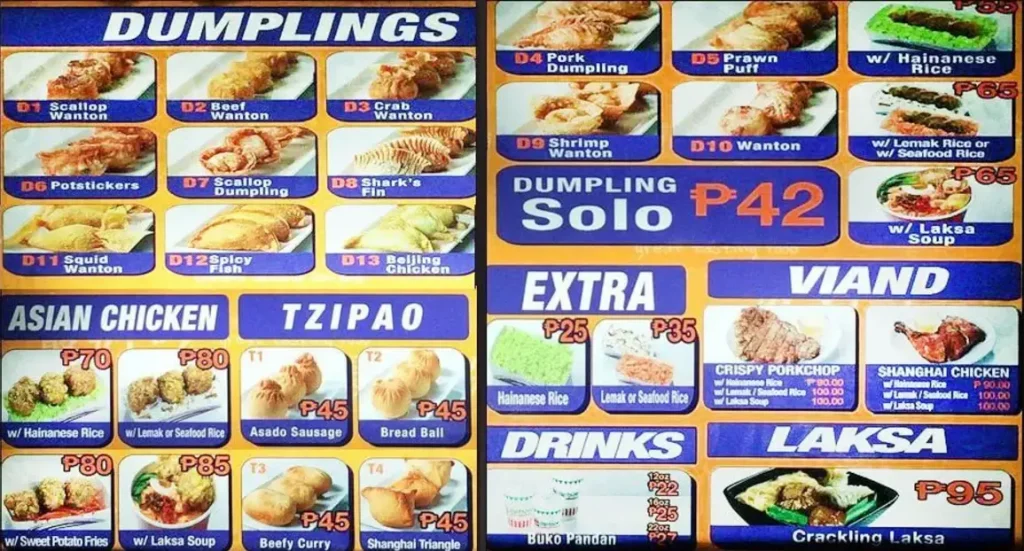 Paotsin Philippines Menu prices