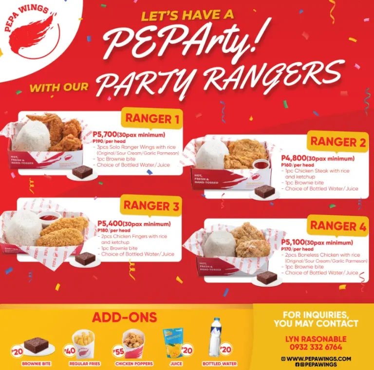 Pepa Wings Menu