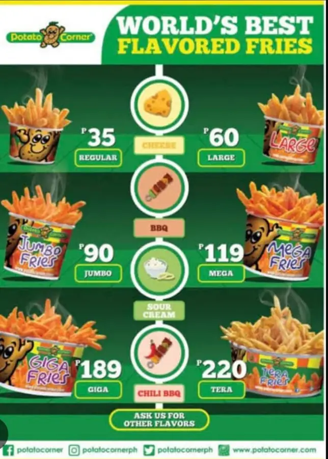 Potato Corner Philippines Menu