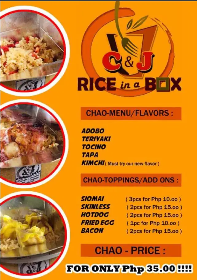 Rice in a Box Menu Philippines