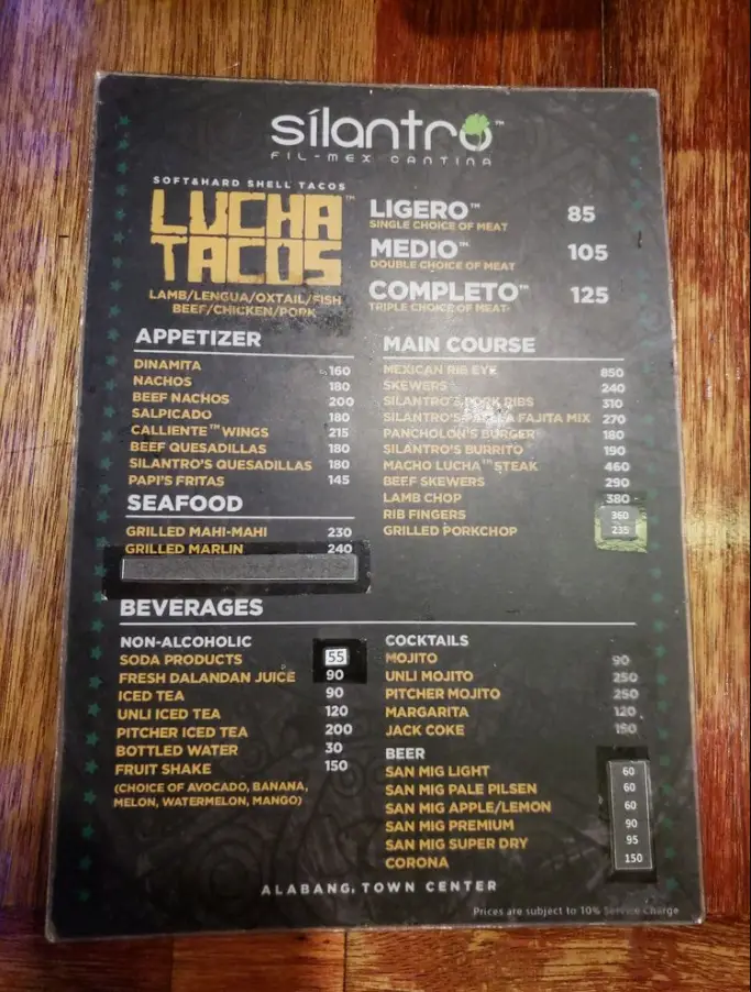 Silantro Menu Philippines