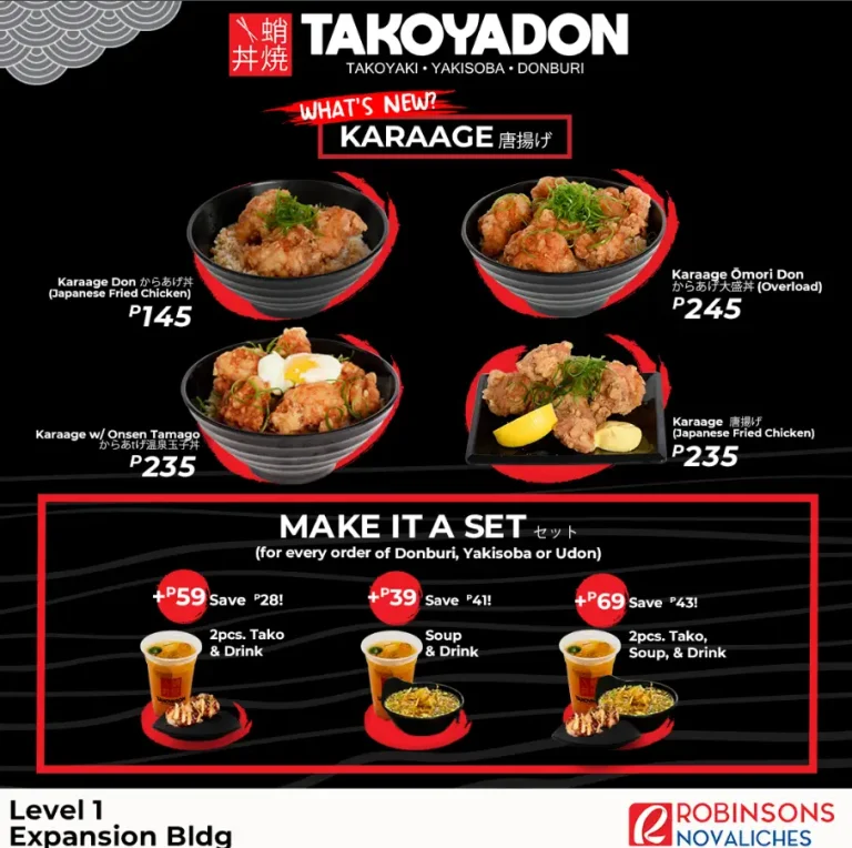 Takoyadon Menu