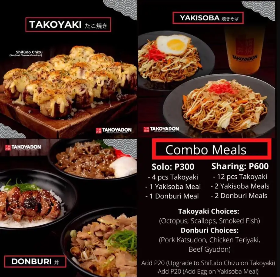 Takoyadon Menu Philippines