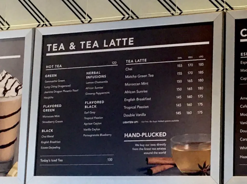 The Coffee Bean & Tea Leaf Menu Philippines