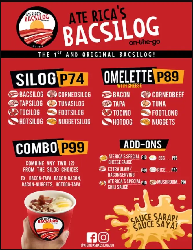 Ate Rica’s Bacsilog Philippines Menu