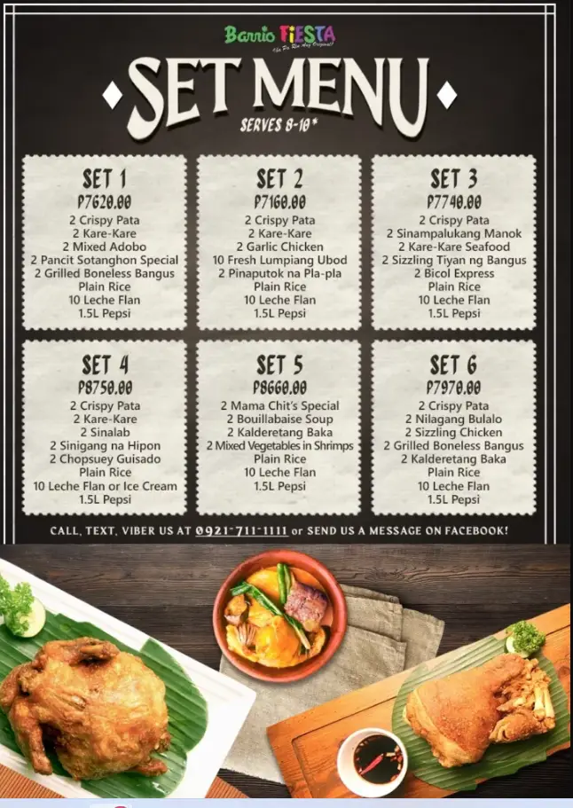 Barrio Fiesta Philippines Menu