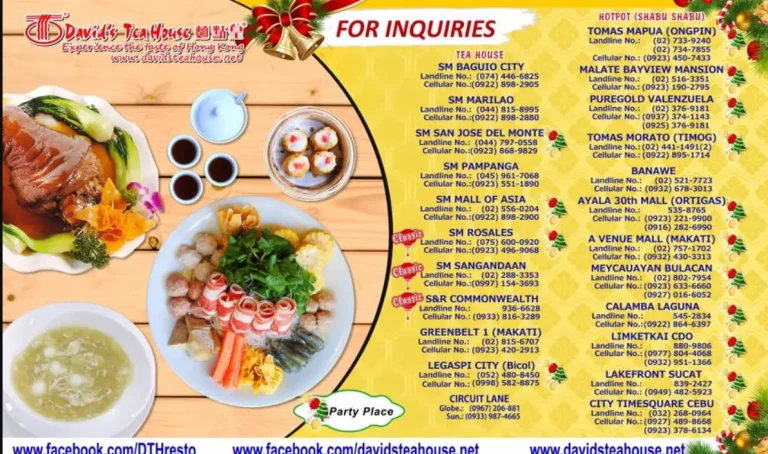 David’s Tea House Menu