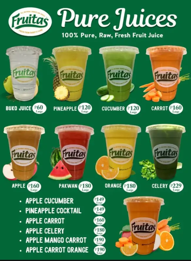 Fruitas Philippines Menu