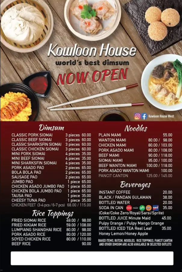 Kowloon House Philippines Menu