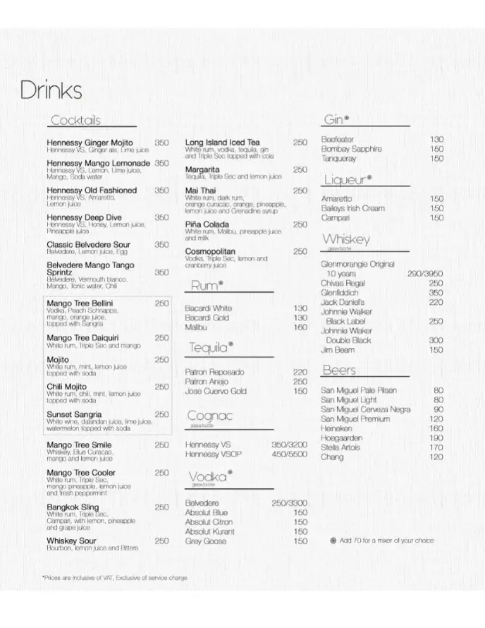 Mango Tree Menu