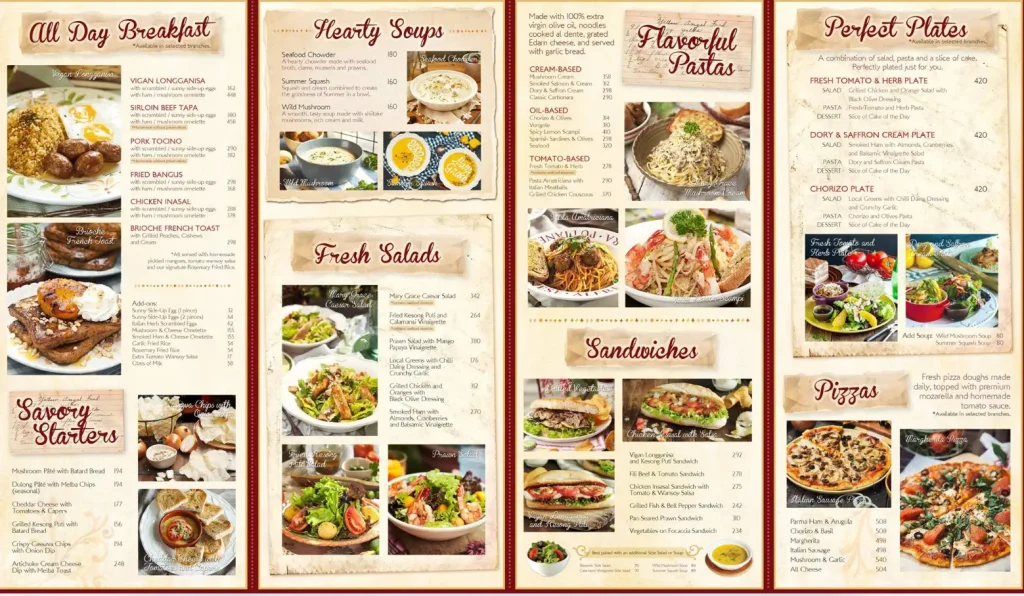 Mary Grace Menu