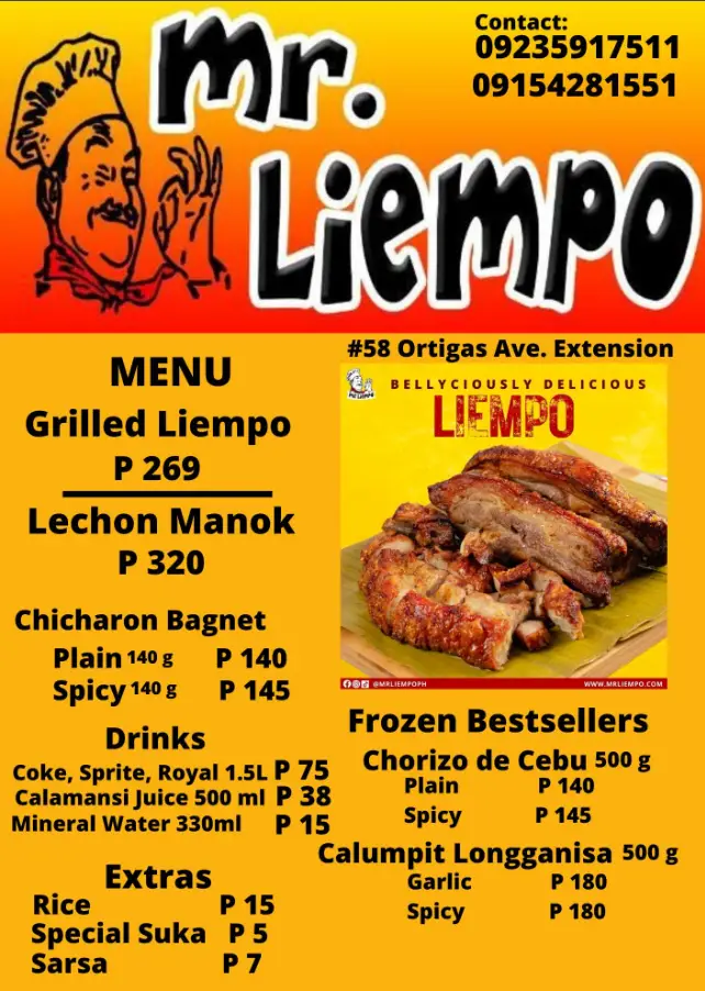 Mr Liempo Philippines Menu