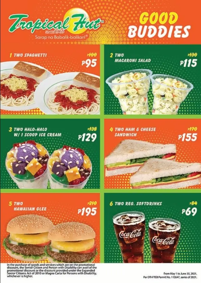 Tropical Hut Philippines Menu