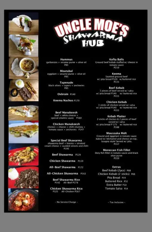 Uncle Moe’s Philippines Menu