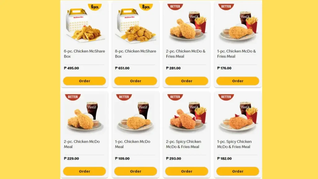 Chicken Meals McDo Menu Price
