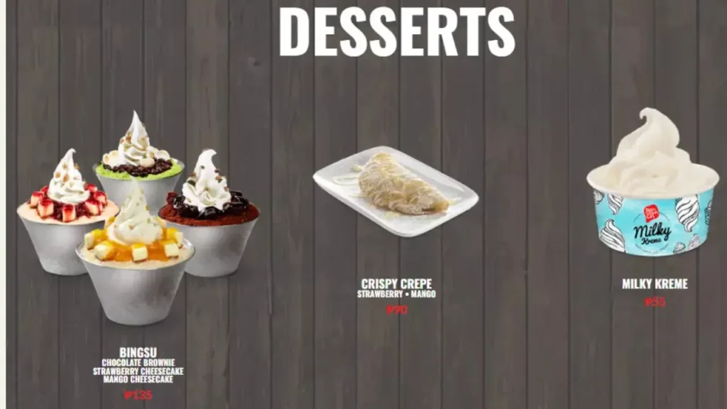Drinks and Desserts Bonchon Menu Price