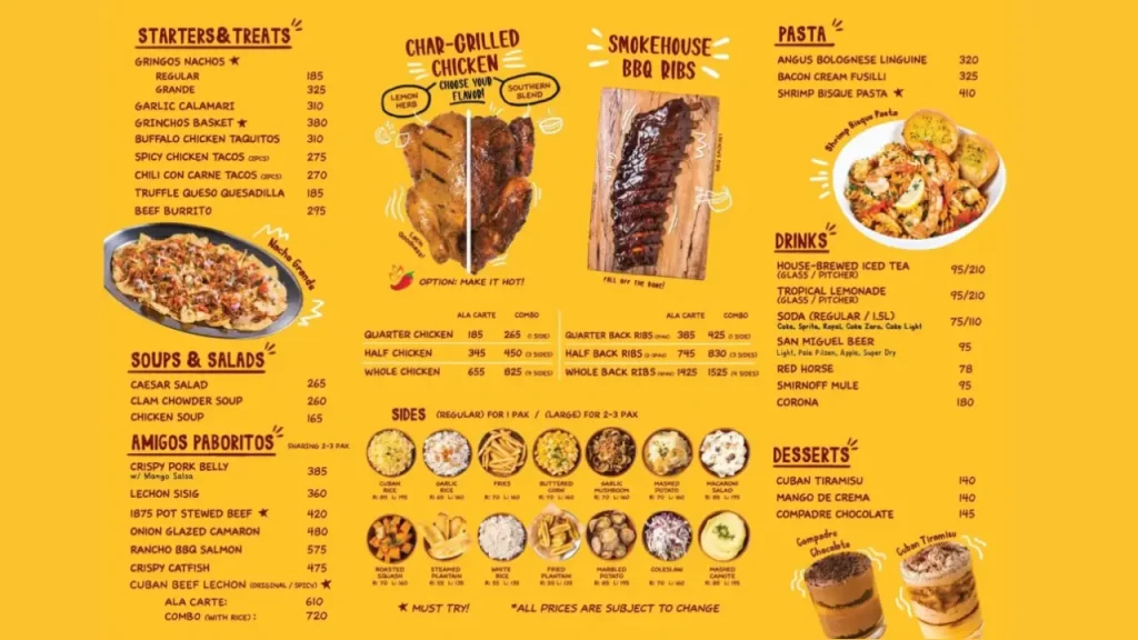 Fries and Side Gringo Menu Prices