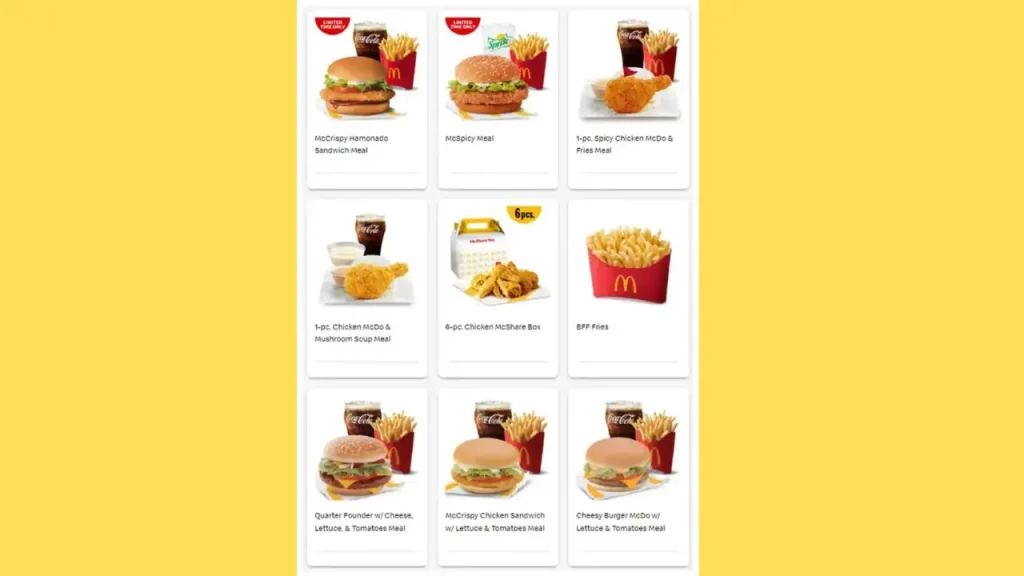 Popular Burger McDo Menu Price