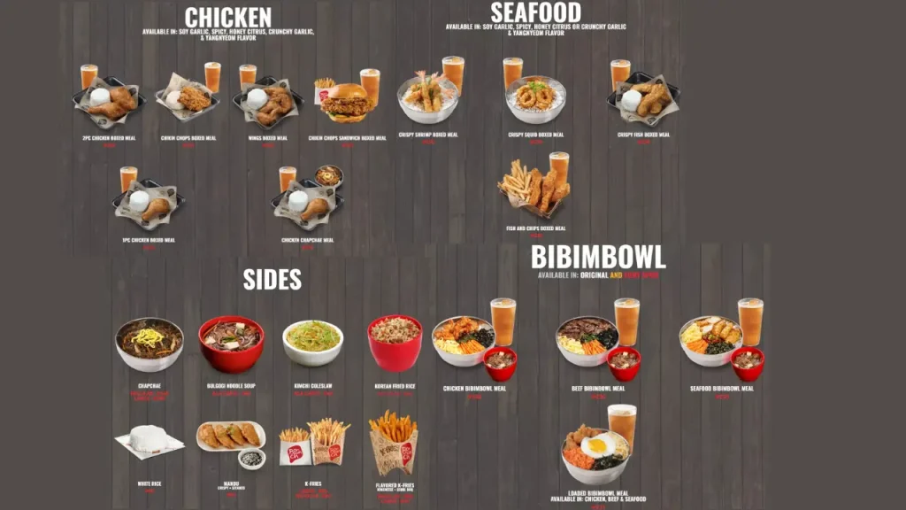 Rice Meals and Bowl Options Bonchon Menu Price