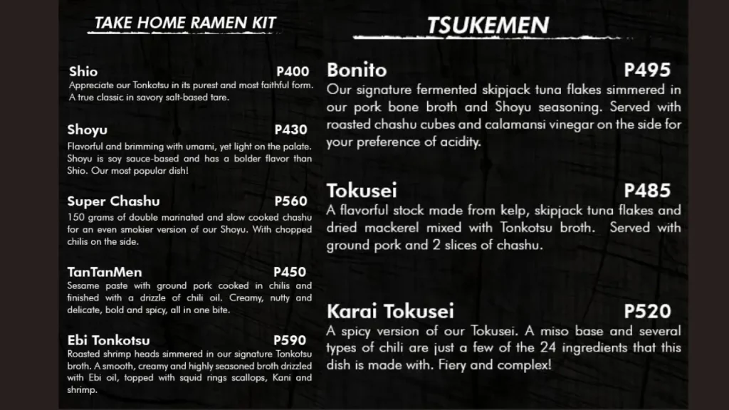 Signature Ramen Bowls Yushoken Menu