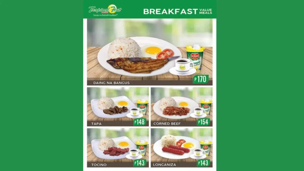 Breakfast Tropical Hut Menu