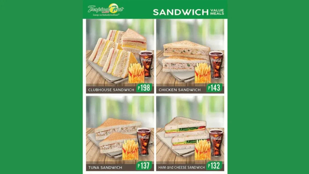 Sandwiches Tropical Hut Menu